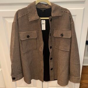 NWT Anthropologie Current air brand Shacket - size S - brown/tan houndstooth